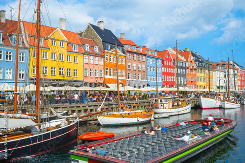 Tour boat in Nyhavn harbor
