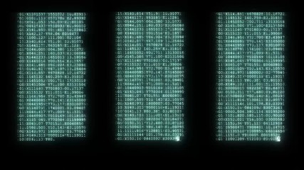 Wall Mural - noisy distorted glitched fast long scrolling programming security hacking code data flow stream on b
