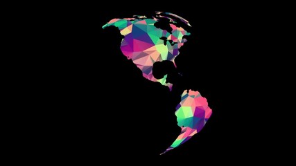 Wall Mural - rotating polygonal multicolored globe. seamless looped animation with alpha-matte. 4k.