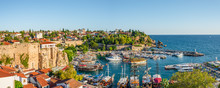 Panoramic View Of Old Harbor And Downtown Called Marina In Antalya, Turkey, Summer