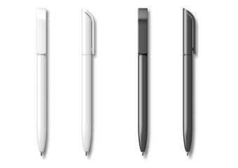 white and black realistic set pen. vector illustration. template for mockup branding stationery and 