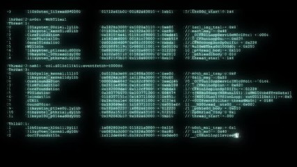 Wall Mural - noisy distorted glitched fast long scrolling programming security hacking code data flow stream on b