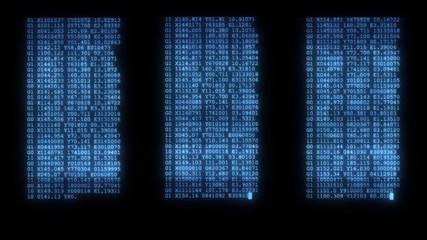 Wall Mural - noisy distorted glitched fast long scrolling programming security hacking code data flow stream on b
