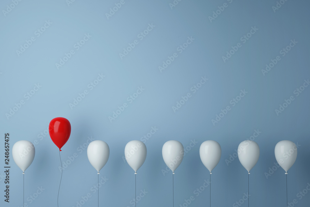 Stand out from the crowd concept with balloons - obrazy, fototapety, plakaty 