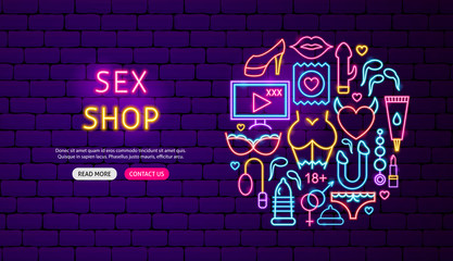 Wall Mural - Sex Shop Neon Banner Design