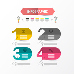 Poster - Four Steps Vector Infographic Layout with Paper Labels. Data Flow Chart. Infographics Design with Numbers.