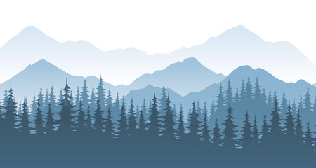 Mountain forest, vector landscape illustration