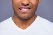 © deagreez - Close-up cropped portrait of his he nice handsome attractive well-groomed content guy wearing white shirt beaming teeth isolated over gray violet pastel background