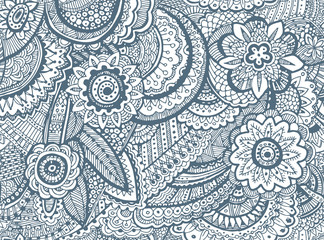 Wall Mural - Decorative hand drawn doodle nature ornamental curl vector sketchy seamless pattern