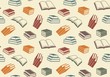 Seamless pattern with open and closed books. Vector background