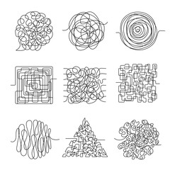 Wall Mural - chaos lines. scribble messy shape threading pattern vector abstract forms. chaos line, messy scribbl