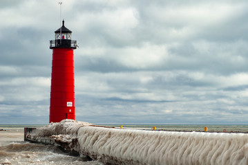 Wall Mural - 519-77 Kenosha Pierhead Light in Winter