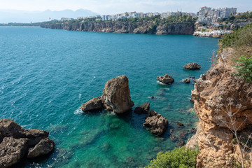 Wall Mural - Sea cliffs near Mermerli Beach in Antalya, Turkey.