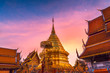 Wat Phra That Doi Suthep temple, One of the most tourist attraction beautiful popular Golden pagoda temples in Chiang Mai, Thailand