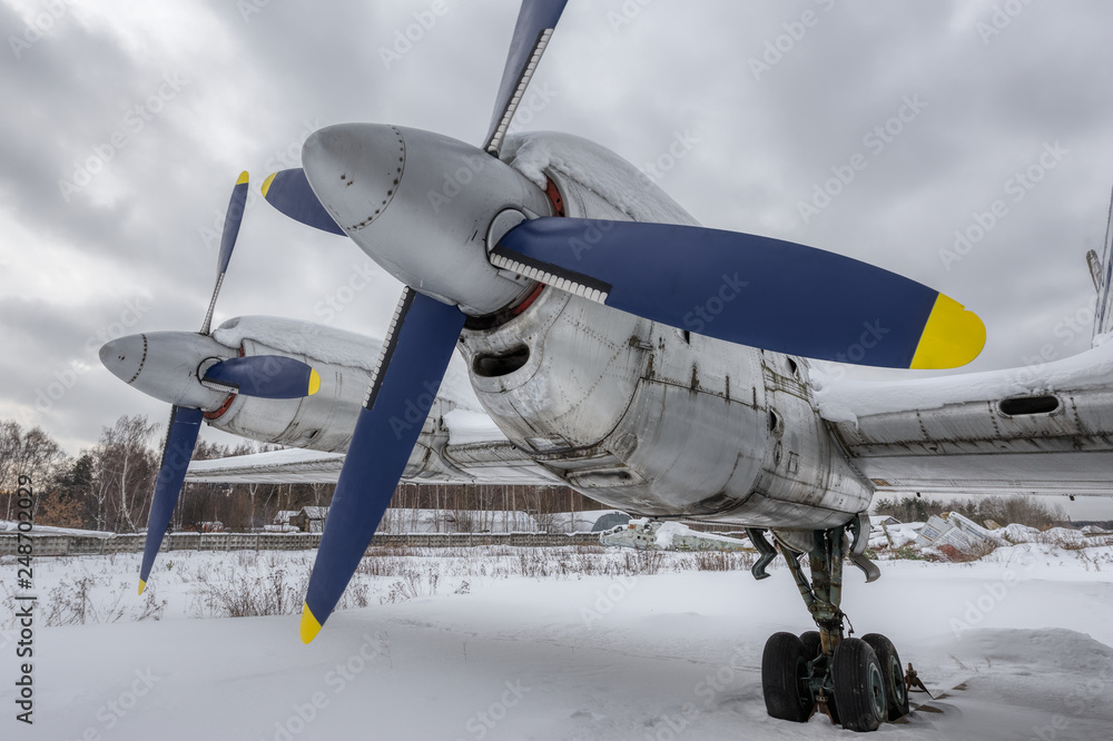 Turboprop engines of old aircraft. Stock Photo | Adobe Stock