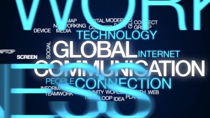 Wall Mural - global communication animated word cloud. kinetic typography.
