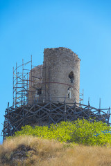 Wall Mural - Genoese fortress Cembalo on the Black sea shore in Balaklava 