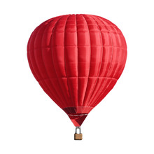 Bright Red Hot Air Balloon On White Background