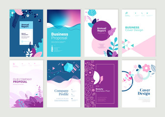 Wall Mural - set of brochure, annual report and cover design templates for beauty, spa, wellness, natural product