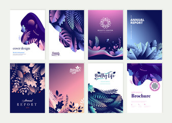 Wall Mural - set of brochure, annual report and cover design templates for beauty, spa, wellness, natural product