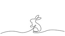 Bunny Isolated On White Background One Line Drawing, Vector Illustration.