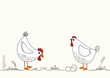 Card with two funny cartoon chickens