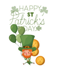 Poster - happy st patricks day label with leprechaun character