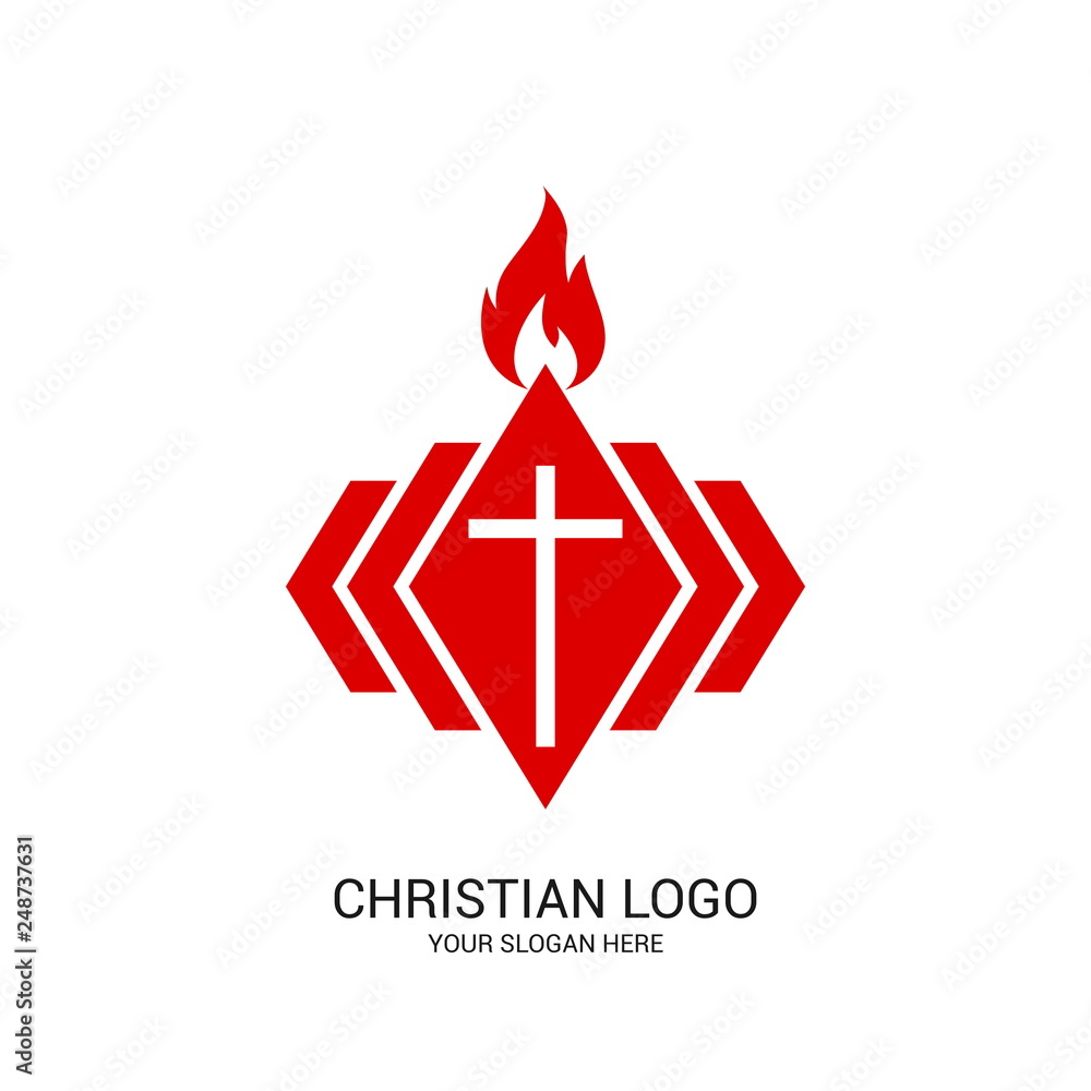 Sign Am Saviour Christian church logo. Bible symbols. The cross of the Lord and Savior ...