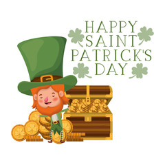 Canvas Print - happy saint patricks day label with leprechaun character