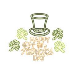 Poster - happy st patricks day label with leprechaun hat icons