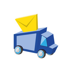 Sticker - delivery service truck with envelope