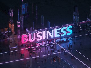 Wall Mural - 3D illustration of a night city