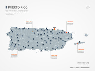 Wall Mural - puerto rico map with borders, cities, capital and administrative divisions. infographic vector map. 