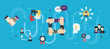 © Cifotart - Cooperation and collaboration.Teamwork strategy in business. Negotiation, teamwork and collaboration in business .Internet website banner concept with icons in flat design vector illustration.