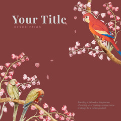 Wall Mural - Parrots mockup border