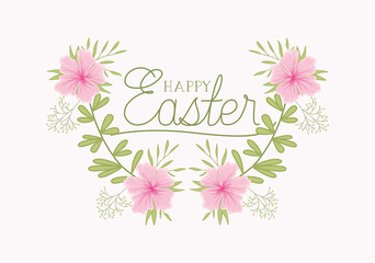 Wall Mural - happy easter card with handmade font and flowers