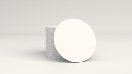 Wall Mural - Mockup of blank white round beer coasters