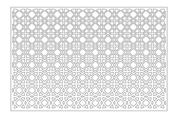 Set decorative card for cutting. Arabesque pattern. Laser cut panel. Ratio 2:3. Vector illustration.