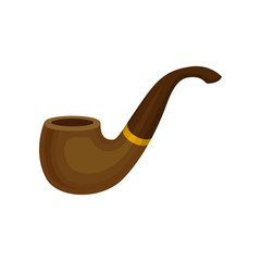 Wall Mural - Flat vector design of vintage wooden pipe. Tube for smoking tobacco. Classic accessory for smokers