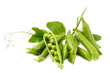 Fototapeta Mapy - Fruits of green peas on white background.