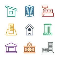 Wall Mural - 9 buildings icons