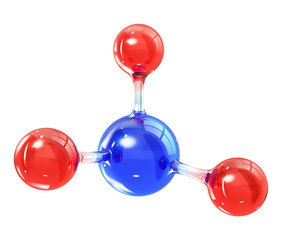 Wall Mural - glass molecule model. reflective and refractive abstract molecular shape isolated on white backgroun
