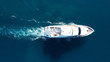 © aerial-drone - Aerial drone photo of luxury yacht cruise in mediterranean deep blue sea