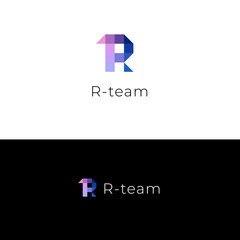 Creative R letter pixelated logo design template symbol for online web agency team company branding icon