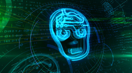Wall Mural - artificial intelligence with cyber head symbol