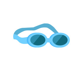 Glasses for swimming emblem isolated vector icon in cartoon style. Water protective rubber equipment single simple element, front view primitive badge