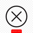 Close button. Vector close icon line X cross in circle