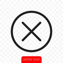 Close Button. Vector Close Icon Line X Cross In Circle