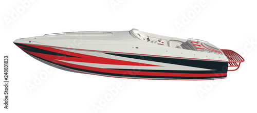 Speedboat Isolated on white background 3D illustration