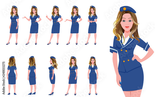 Air Hostess Character Model Sheet And Turnaround Buy This